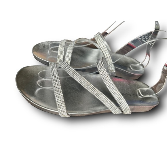 Marc Fisher • Silver Rhinestone Strappy Slide Sandal •Size 7.5 - Picture 8 of 9